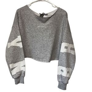 Primark Gray 'New York City Brooklyn' Cropped Sweatshirt